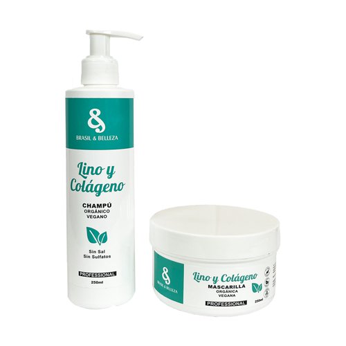 Kit Mantenimiento B&B Lino y Colágeno sin sal sin sulfatos 2x250ml